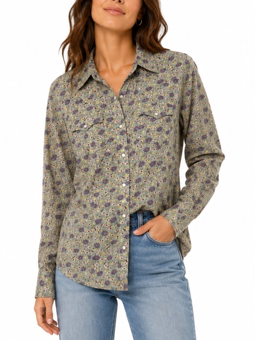 Vintage True Religion Floral Western Snap Shirt Women’s Medium 100% Rayon